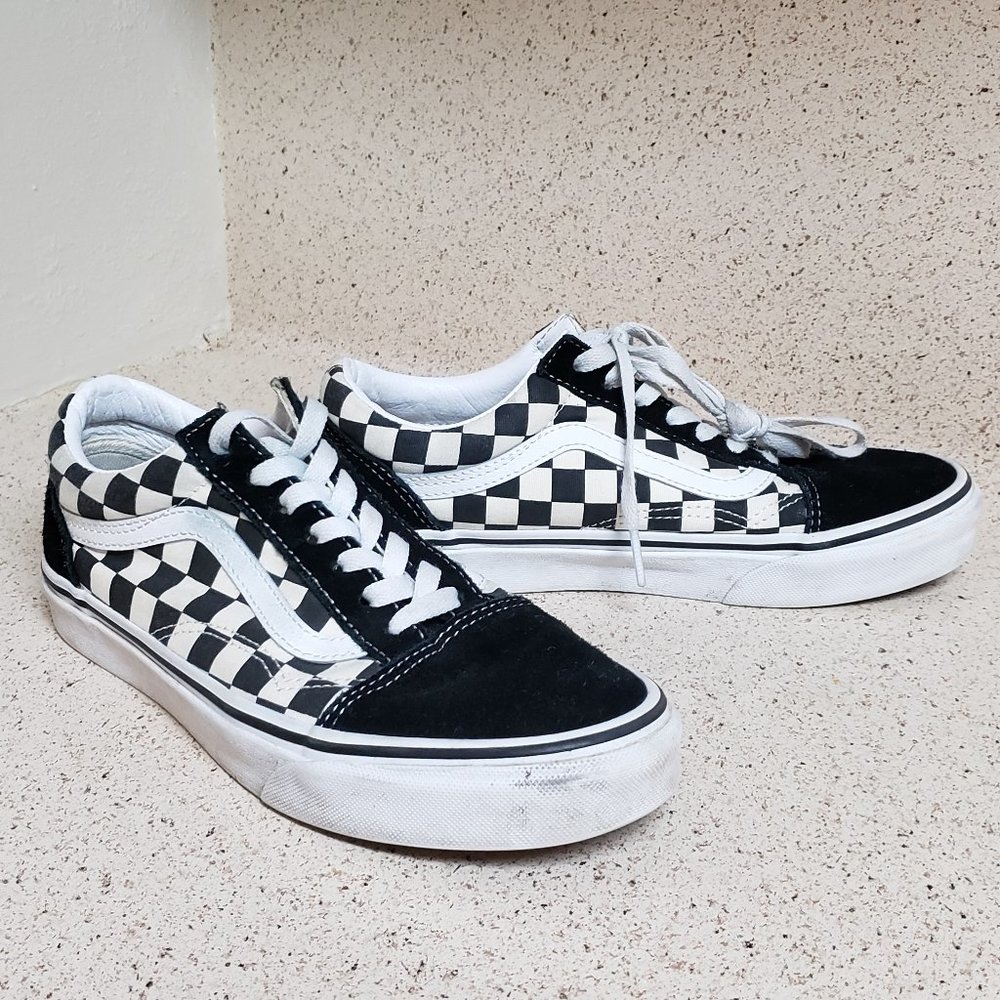 Vans - OLD SKOOL PRIMARY CHECK SHOE - Checkerboard - US Womens 7
